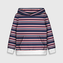 Толстовка-худи детская Полосы сине-кораловые, цвет: 3D-белый