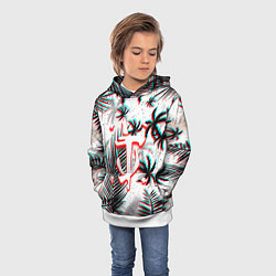 Толстовка-худи детская Doom тропики глитч, цвет: 3D-белый — фото 2
