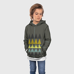 Толстовка-худи детская Абстрактный лес, геометрический с однотоном, цвет: 3D-белый — фото 2