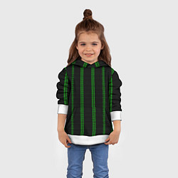 Толстовка-худи детская Color black cage green stripes, цвет: 3D-белый — фото 2
