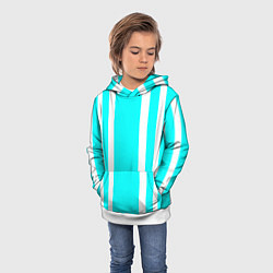 Толстовка-худи детская Color blue white stripes, цвет: 3D-белый — фото 2