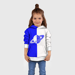 Толстовка-худи детская Сатурн сине-белый, цвет: 3D-белый — фото 2