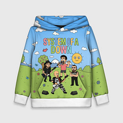 Толстовка-худи детская System of a Down, мультяшный, цвет: 3D-белый