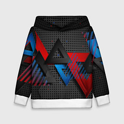 Толстовка-худи детская Абстракция из треугольников, цвет: 3D-белый