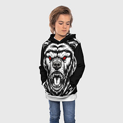 Толстовка-худи детская Яростный медведь, цвет: 3D-белый — фото 2