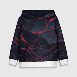Толстовка-худи детская Мраморные узоры из переплетений красных линий, цвет: 3D-белый