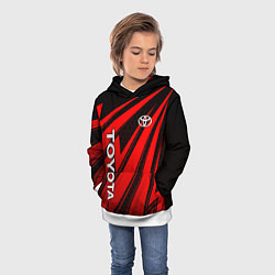 Толстовка-худи детская Тойота - красные полосы, цвет: 3D-белый — фото 2