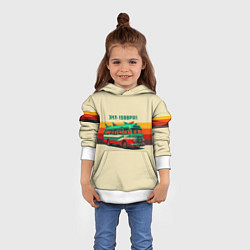 Толстовка-худи детская Ретро автобус ЗИЛ поп-арт, цвет: 3D-белый — фото 2