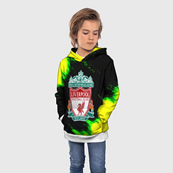 Толстовка-худи детская Ливерпуль кислотные краски, цвет: 3D-белый — фото 2