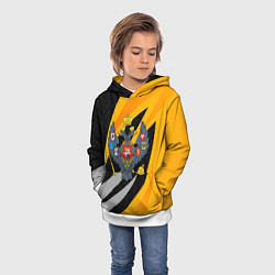 Толстовка-худи детская Российская империя - желтый спорт, цвет: 3D-белый — фото 2