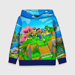 Толстовка-худи детская Майнкрафт - на встречу приключениям, цвет: 3D-синий