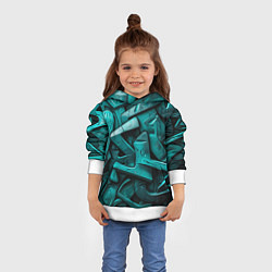 Толстовка-худи детская Зеленая абстракция в стиле художника, цвет: 3D-белый — фото 2
