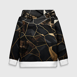 Толстовка-худи детская Черно золотой мрамор, цвет: 3D-белый