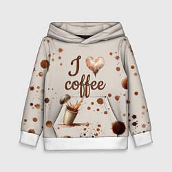 Толстовка-худи детская Пятна кофе часть дизайна - можно проливать, цвет: 3D-белый