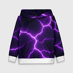 Толстовка-худи детская Фиолетовые молнии, цвет: 3D-белый
