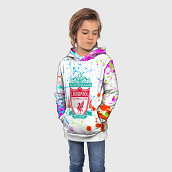 Толстовка-худи детская Ливерпуль неоновые брызги красок, цвет: 3D-белый — фото 2