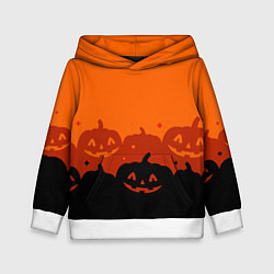 Толстовка-худи детская Хэллоуин счастливые тыквы, цвет: 3D-белый