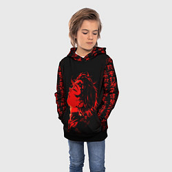 Толстовка-худи детская Клинок, рассекающий демонов Танджиро и иероглифы, цвет: 3D-черный — фото 2