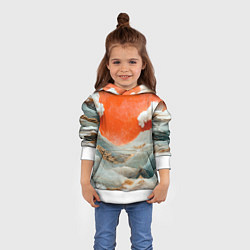 Толстовка-худи детская Японский пейзаж абстракция, цвет: 3D-белый — фото 2