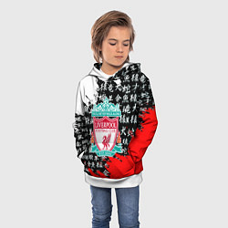 Толстовка-худи детская Ливерпуль китайские символы краски, цвет: 3D-белый — фото 2