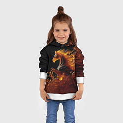 Толстовка-худи детская Оранжево желтая лошадь созданная из янтаря, цвет: 3D-белый — фото 2