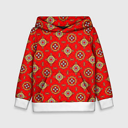 Толстовка-худи детская Яркий узор в этническом стиле, цвет: 3D-белый