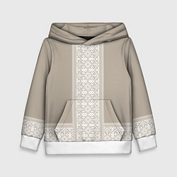 Толстовка-худи детская Славянский орнамент-вышиванка рубаха, цвет: 3D-белый