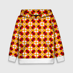 Толстовка-худи детская Цветочная геометрия красно-желтая, цвет: 3D-белый