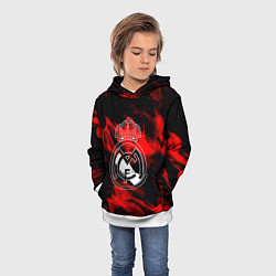 Толстовка-худи детская Real Madrid красный огонь, цвет: 3D-белый — фото 2