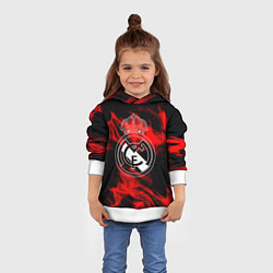 Толстовка-худи детская Real Madrid красный огонь, цвет: 3D-белый — фото 2