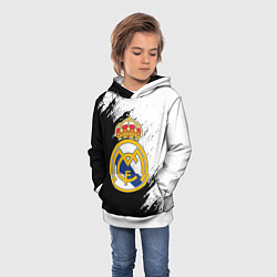Толстовка-худи детская Real Madrid текстура штрихи, цвет: 3D-белый — фото 2