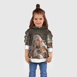 Толстовка-худи детская Беловолосая королева эльфов на троне, цвет: 3D-белый — фото 2