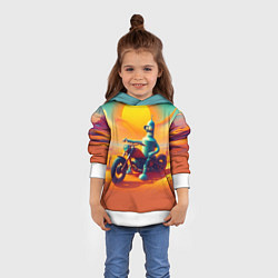 Толстовка-худи детская Робот Бендер на мотоцикле в пустыне, цвет: 3D-белый — фото 2