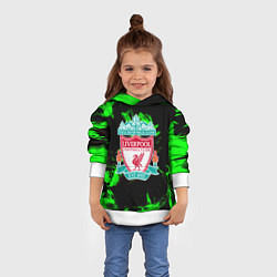 Толстовка-худи детская Liverpool зеленый огонь текстура, цвет: 3D-белый — фото 2