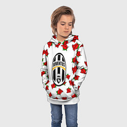 Толстовка-худи детская Ювентус розы текстура, цвет: 3D-белый — фото 2