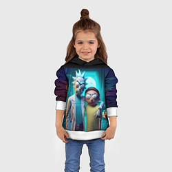 Толстовка-худи детская Rick with Morty - halloween night, цвет: 3D-белый — фото 2