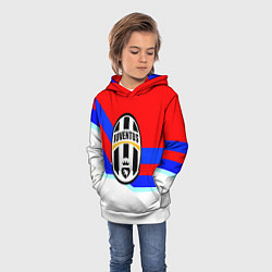 Толстовка-худи детская Ювентус спортивная геометрия, цвет: 3D-белый — фото 2