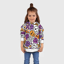 Толстовка-худи детская Funny skulls, цвет: 3D-белый — фото 2