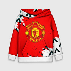 Толстовка-худи детская Манчестер Юнайтед символы краски, цвет: 3D-белый