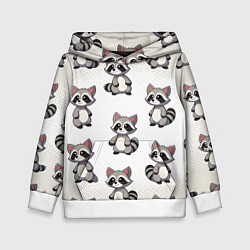 Толстовка-худи детская Много енотов, цвет: 3D-белый