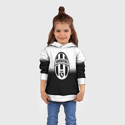 Толстовка-худи детская Juventus черно белая геометрия, цвет: 3D-белый — фото 2
