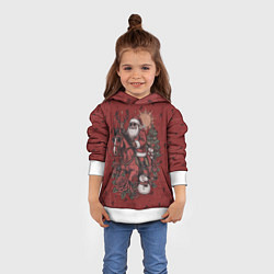 Толстовка-худи детская Санта Клаус на красном коне верхом, цвет: 3D-белый — фото 2