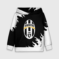 Толстовка-худи детская Juventus белый огонь текстура, цвет: 3D-белый