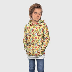 Толстовка-худи детская Новогодний паттерн, цвет: 3D-белый — фото 2
