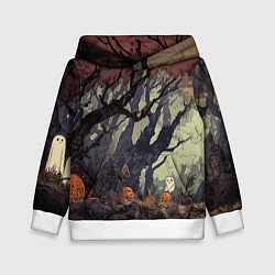 Толстовка-худи детская Призрачный лес, цвет: 3D-белый