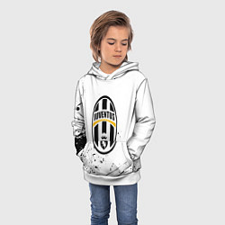 Толстовка-худи детская Ювентус черные краски всплеск, цвет: 3D-белый — фото 2