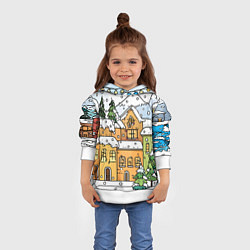 Толстовка-худи детская Новогодний снегопад, цвет: 3D-белый — фото 2