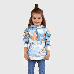 Толстовка-худи детская Предновогодний день во дворе, цвет: 3D-белый — фото 2