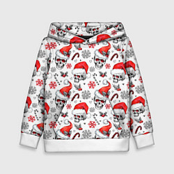 Толстовка-худи детская Новогодние черепа, цвет: 3D-белый