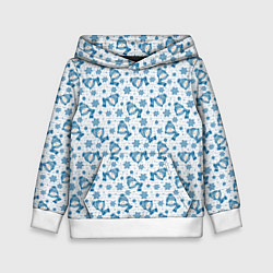 Толстовка-худи детская Весёлые снеговики, цвет: 3D-белый